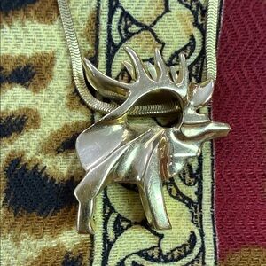 😍1991’ 14K Gold Elk Pendant By Sam Ferraro